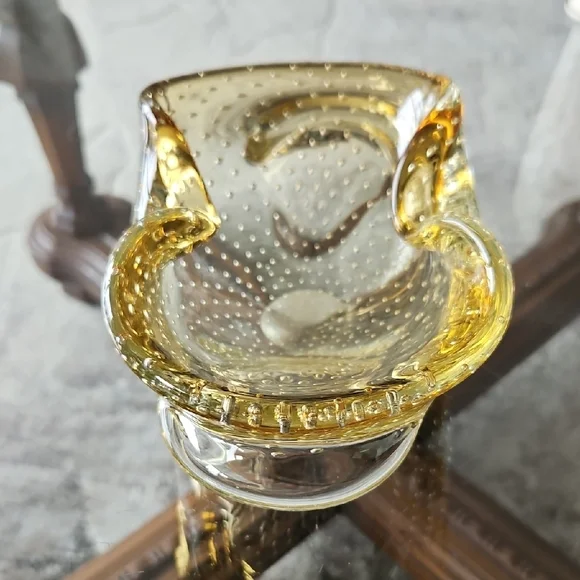 Art Glass Bowl - Luminous Gold - Vintage - Picture 3 of 12